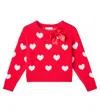 Monnalisa Printed Cotton And Wool Sweater In Red