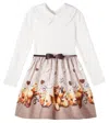 Monnalisa Cotton Teddy Bear Dress In White