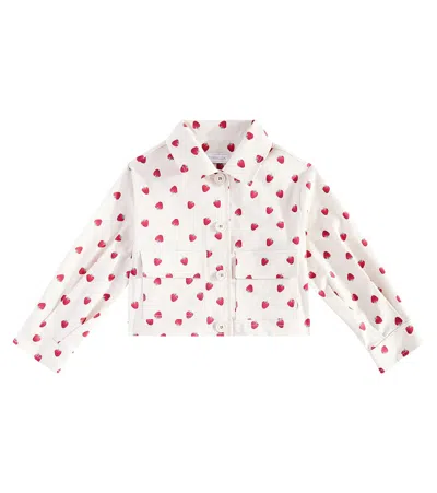 Monnalisa Kids' Printed Cotton-blend Gabardine Jacket In Beige