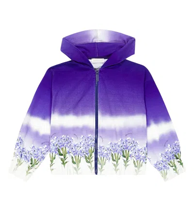 Monnalisa Kids' Printed Cotton-blend Hoodie In Blue