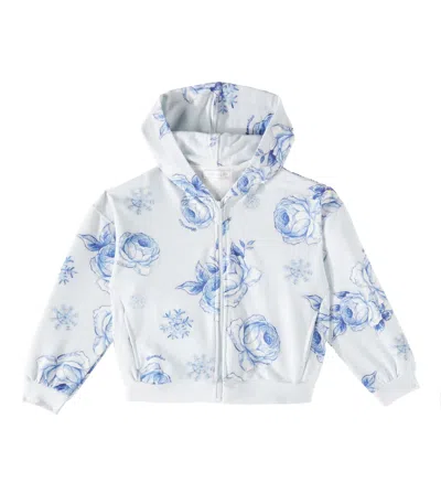 Monnalisa Kids' Printed Cotton-blend Hoodie In Weiss