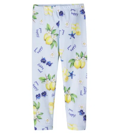 Monnalisa Kids' Printed Cotton-blend Jersey Leggings In Multi