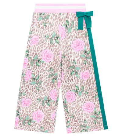 Monnalisa Kids' Printed Cotton-blend Jersey Sweatpants In Multi