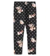Monnalisa Printed Cotton-blend Leggings In Black