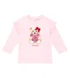 Monnalisa Printed Cotton Jersey Top In Pink
