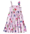 Monnalisa Printed Cotton Poplin Dress In Rosa Fairytale