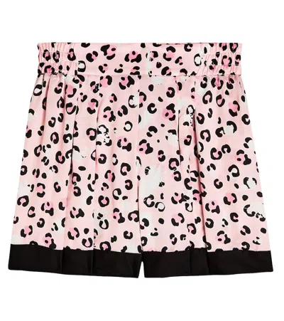 Monnalisa Kids' Printed Crêpe Shorts In Rosafairytale+nero