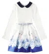 Monnalisa Frozen Mikado Dress In White