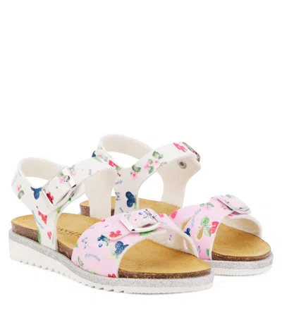 Monnalisa Kids' Bedruckte Sandalen Aus Lederimitat In Weiss