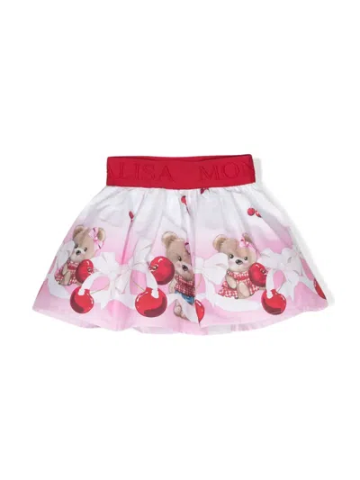 Monnalisa Babies' Printed Flared Skirt In Pink