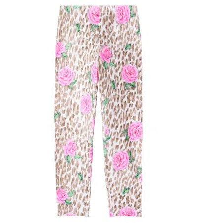 Monnalisa Kids' Printed Jersey Leggings In Multi