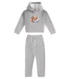 Monnalisa Printed Jersey Sweatshirt And Sweatpants Set In Grey