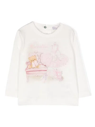 Monnalisa Babies' Printed Long-sleeve T-shirt In White