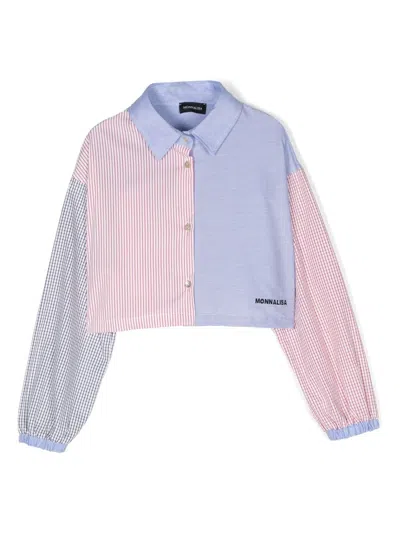 Monnalisa Kids' Printed Patchwork Cropped Shirt In Red
