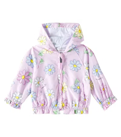 Monnalisa Printed Technical Jacket In Rosa Fairytale