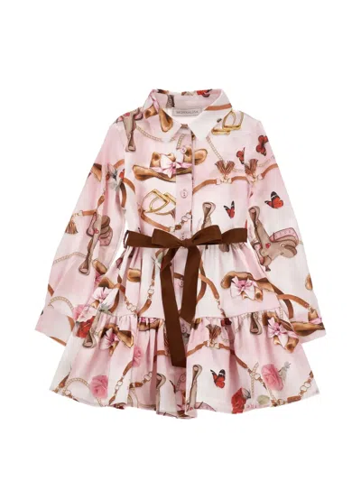 Monnalisa Kids' Printed Tiered Dress In Pink