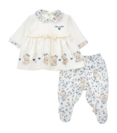 Monnalisa Kids' Printed Top And Leggings Set In Multi