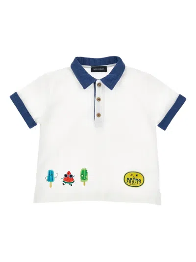 Monnalisa Babies' Printed-details Polo Shirt In White
