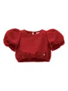 Monnalisa Cropped Duchesse Top In Red