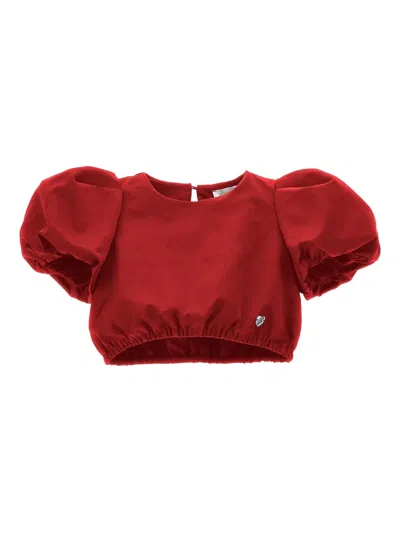 MONNALISA PUFF-SLEEVE CROPPED TOP