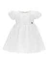 Monnalisa Puff-sleeved Dress In White