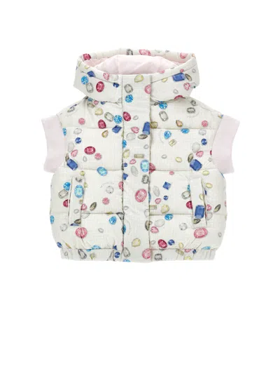 Monnalisa Kids'   Puffer Vest With Gems In White