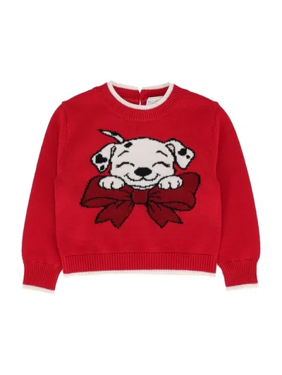 Monnalisa Pull Intarsio Dalmata Woo In Red