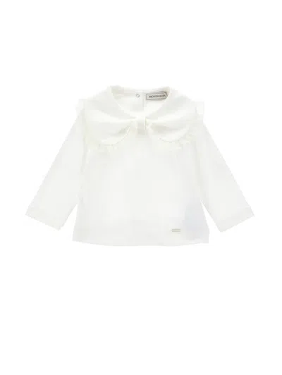 Monnalisa Kids' Pullover Mit Spitzenkragen In White