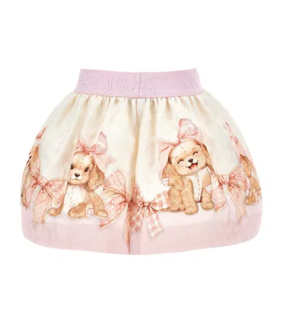 Monnalisa Kids' Puppy Graphic Skirt In Pink