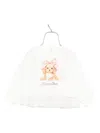 Monnalisa Puppy-print Tulle-trimmed Top In White