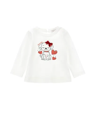 Monnalisa Babies'   Puppy T-shirt With Bow In White