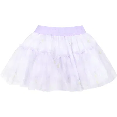 Monnalisa Purple Skirt For Baby Girl With Daisy Print In Violet