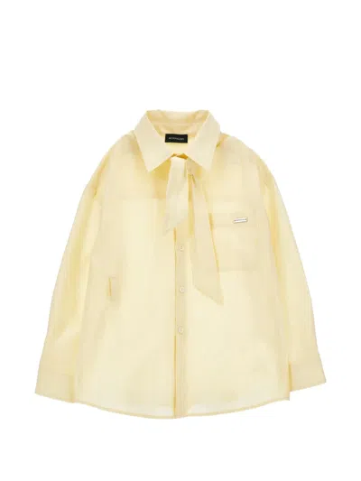 Monnalisa Kids' Pussy-bow Knotted Shirt In Yellow