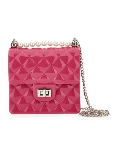 Monnalisa Kids'   Pvc Bag With Pearls In Fuchsia