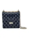Monnalisa Pvc Bag With Pearls In Navy Blue