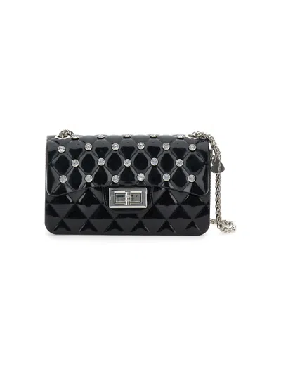 Monnalisa Kids'   Pvc Bag With Rhinestones In Black