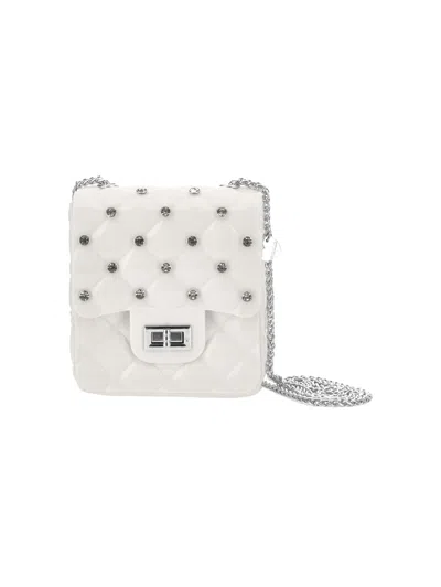 Monnalisa Kids'   Pvc Bag With Rhinestones In Cream