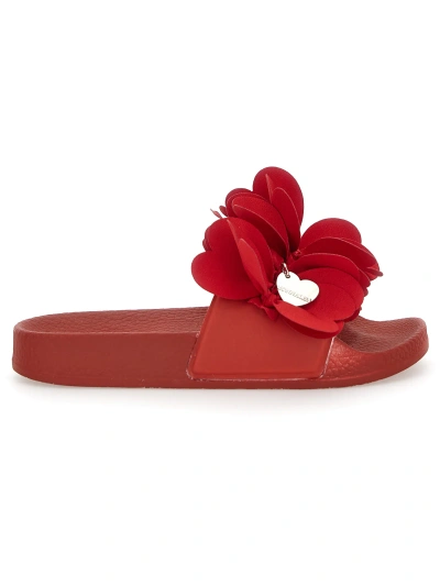Monnalisa Kids'   Pvc Sandals With Petals In Red