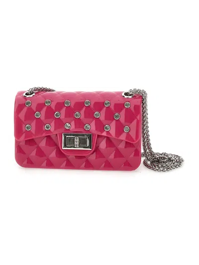 Monnalisa Kids'   Pvc Shoulder Bag In Fuchsia + Grey