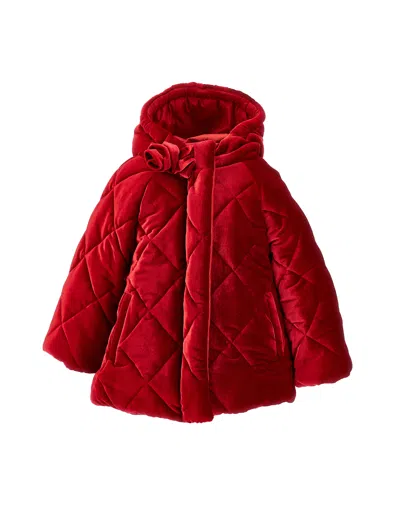 Monnalisa Kids'   Quilted Chenille Down Jacket In Ruby Red