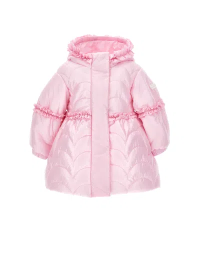 Monnalisa Kids'   Quilted Coat With Hood In Rosa Fairy Tale