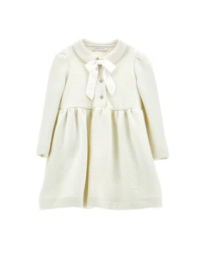 Monnalisa Kids'   Quilted Dress With Bow In Cream