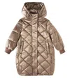 Monnalisa Quilted Hooded Coat In Braun