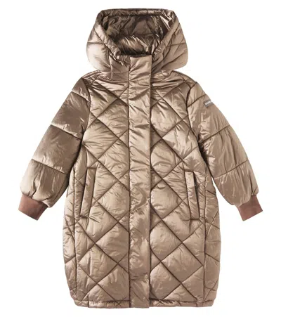 Monnalisa Kids' Quilted Hooded Coat In Braun