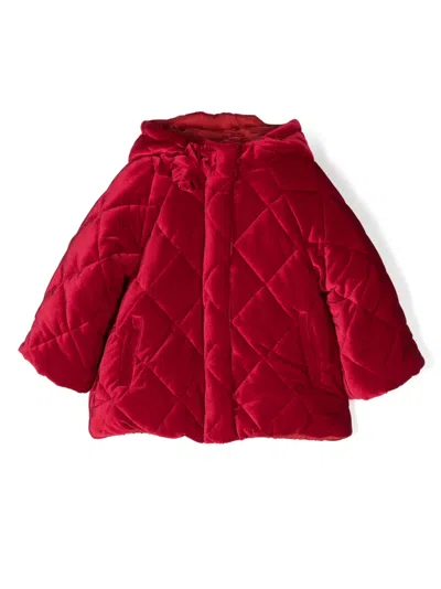 Monnalisa Babies' Quilted Hooded Coat In Red
