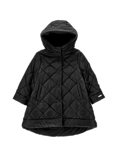 Monnalisa Kids' Quilted Hooded Jacket In Black