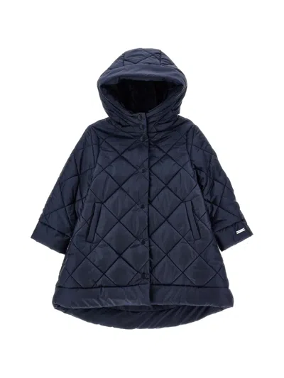 Monnalisa Kids' Quilted Hooded Jacket In Blue