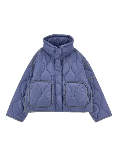 Monnalisa Kids' Quilted Pockets Jacket In Blue