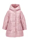 Monnalisa Quilted Technical Fabric Coat In Blush Pink
