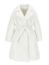 Monnalisa Kids'   Quilted Technical Fabric Coat In Cream
